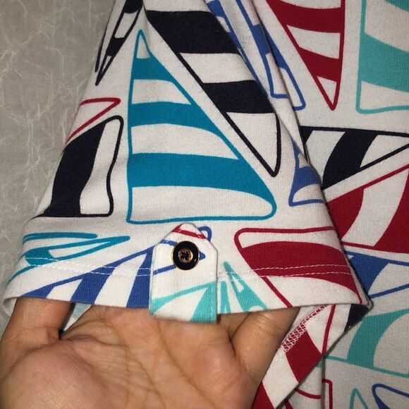Talbots XL White Blue Red Nautical Short Sleeve Cotton Crewneck Tee - Picture 6 of 11